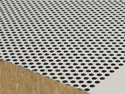 A piece of noise barrier with absorbing mineral wool core is lying horizontally.