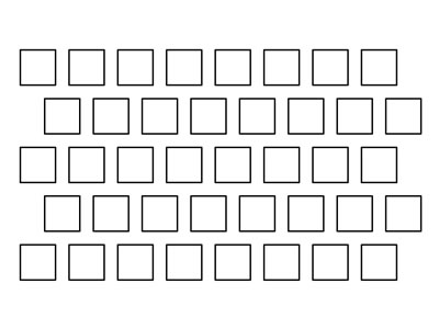 A drawing of square holes perforated plate with staggered finished end pattern.