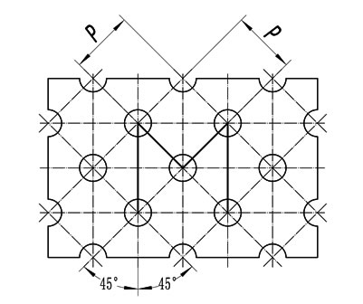 M-arrangement of round holes perforation.