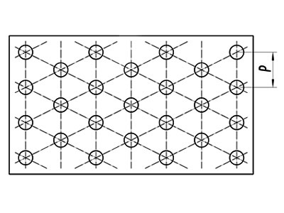 T-arrangement of round holes perforation, orientation 2.
